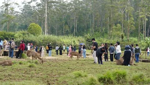 Bandung, West Java, Indonesia, May 7, 2022, Tourists enjoy the atmosphere o.. Stock Photos