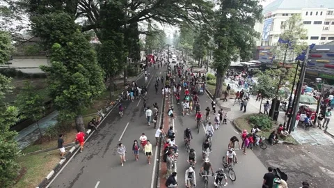 Bandung, West Java, Indonesia - Traffic Dago Street Road Crowds Cars Bikes Stock Footage 196144317
