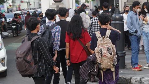 Bandung, West Java. May 26, 2023, the atmosphere of the Asia-Africa Bandung.. Stock Photos