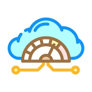 Bandwidth cloud computing color icon vector illustration Stock Illustration