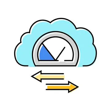 Bandwidth cloud computing color icon vector illustration Stock Illustration