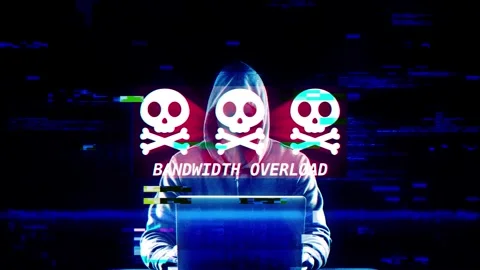 Bandwidth Overload on digital screen message on computer screens Stock Footage 317056513