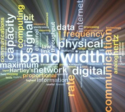 Bandwidth wordcloud concept illustration glowing Stock Illustration