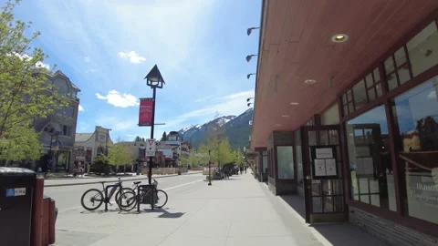 Banff, Alberta, Canada - June 2, 2021: Empty Banff streets. Stock Footage 156627917