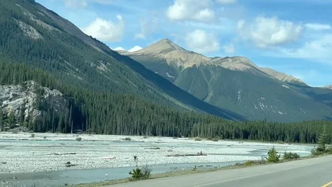 Banff Canada 2024 September 03 - Driving on Icefields Parkway Columbia Icefields 動画素材 343131474