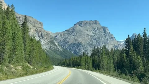 Banff Canada 2024 September 05 Driving on Icefields Parkway Columbia Icefields 스톡 동영상 343132138