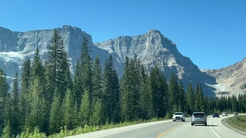 Banff Canada 2024 September 05 Driving on Icefields Parkway to Columbia Icefield 動画素材 343132140