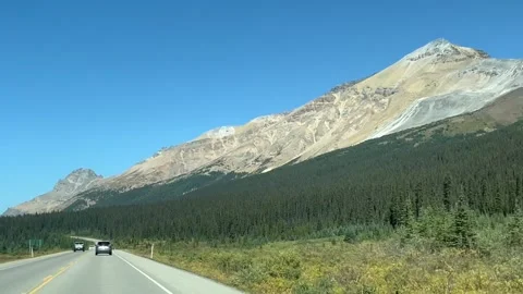 Banff Canada 2024 September 05 Driving on Icefields Parkway to Columbia Icefield 動画素材 343132194