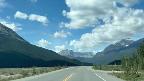 Banff Canada 2024 September 06 -Driving on Icefields Parkway Columbia Icefields 스톡 동영상 343131505