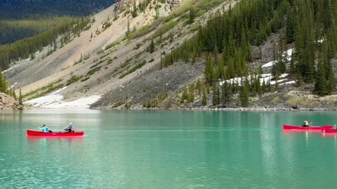 Banff, Canada - June 16, 2026: Beautiful Lake Moraine, Banff National park, Brit Stock Footage 346380528