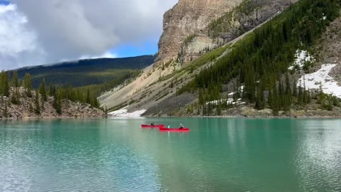 Banff, Canada - June 16, 2026: Beautiful Lake Moraine, Banff National park, Brit Stock Footage 346380529