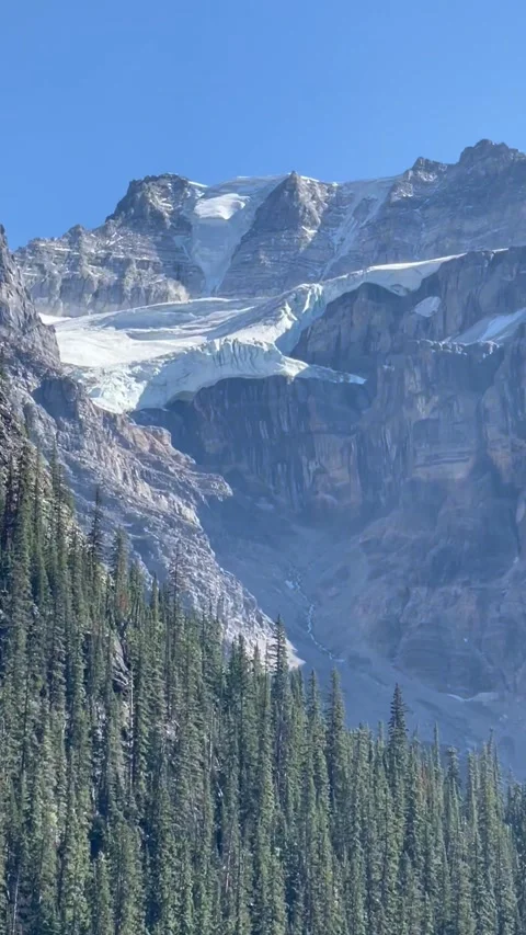 Banff Canada September 01 2024 Rocky mountain close up view at Moraine Lake 스톡 동영상 343320214