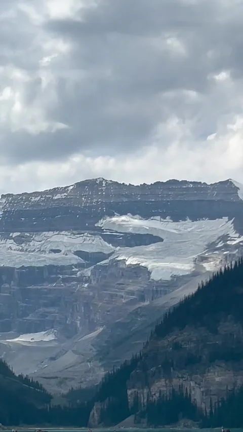 Banff Canada September 02 2024 closeup view of the Rocky Mountain at Lake Louise Stockbeeldmateriaal 343694531