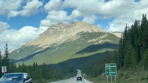 Banff Canada September 03 2024 Driving on Icefields Parkway to Columbia Icefield 動画素材 343320245