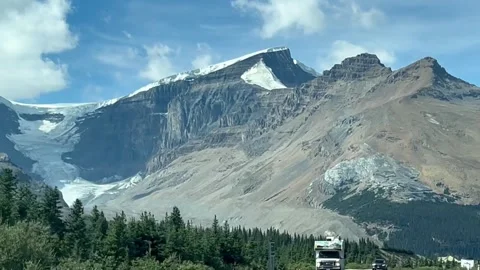 Banff Canada September 03 2024 Driving on Icefields Parkway to Columbia Icefield 스톡 동영상 343325945