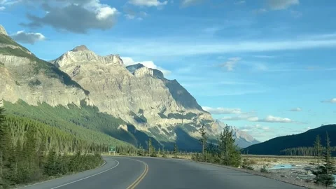 Banff Canada September 03 2024 Driving on Icefields Parkway to Banff park 動画素材 343328319