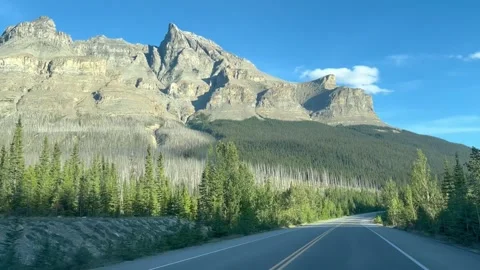 Banff Canada September 03 2024 Driving on Icefields Parkway to Banff park 動画素材 343328803