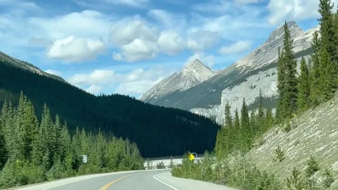 Banff Canada September 03 2024 Driving on Icefields Parkway to Columbia Icefield 動画素材 343694533