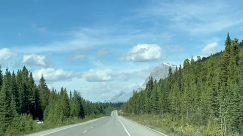 Banff Canada September 03 2024 Driving on Icefields Parkway to Columbia Icefield 스톡 동영상 343697013