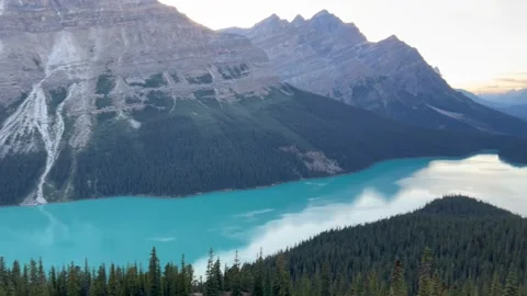 Banff Canada September 03 2024 Sunset at Peyto Lake golden color rocky mountains 스톡 동영상 343904877