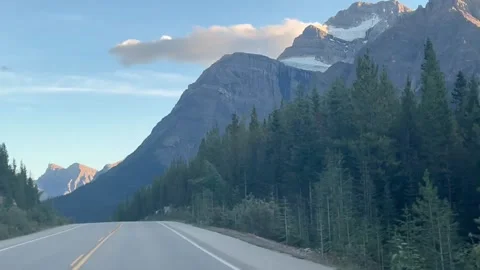Banff Canada September 05 2024 Driving on Icefields Parkway towards Banff 스톡 동영상 343133999