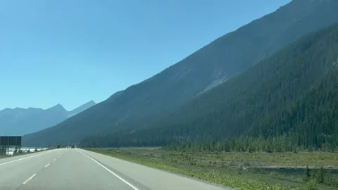 Banff Canada September 05 2024 Driving on Icefields Parkway towards Yoho park 스톡 동영상 343197101