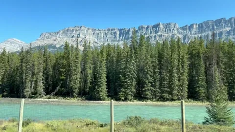 Banff Canada September 05 2024 Driving on Alberta highway to Columbia Icefield 스톡 동영상 344003487