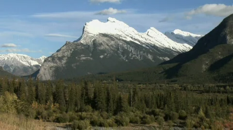 Banff Mt Rundle MS Stock Footage 147234