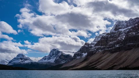 Banff National Park timelapse, view on the Bow Lake in the Canadian Rockies Stock Footage 168705363