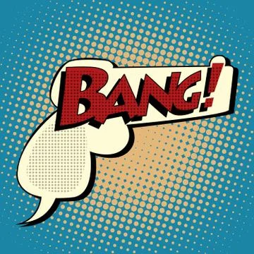 Bang comic book bubble in the shape of a gun Stock Illustration