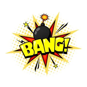 Bang comic book speech bubble background, halftone effect Stock Illustration