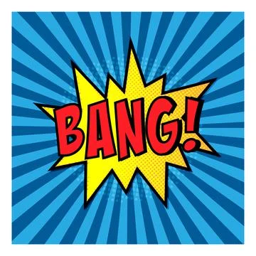 Bang comic bubble text. Pop art style. Radial lines background. Explosion vector 스톡 일러스트