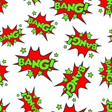 Bang comic sound effects seamless pattern background. Business flat vector il 스톡 일러스트