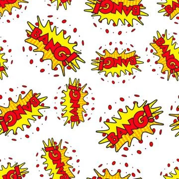Bang comic sound effects seamless pattern background. Business flat vector il 스톡 일러스트