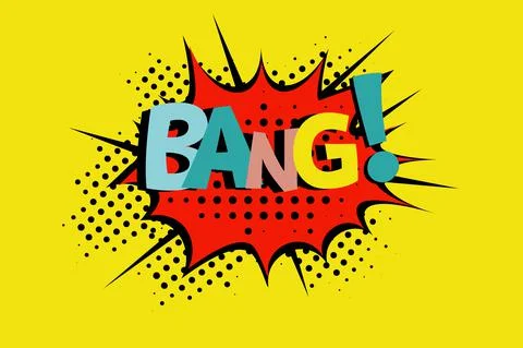 Bang comic style message in red speech bubble cartoon vector illustration in  Stock Illustration