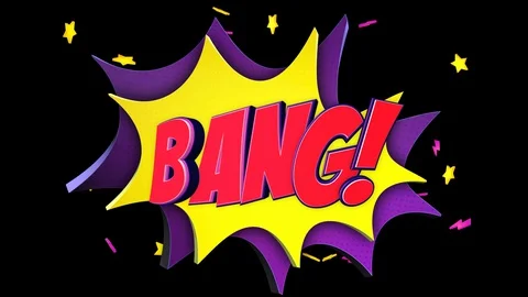 BANG Comic Text and Speech Balloon Animation, with Alpha Matte, Loop Stock Footage 130102049