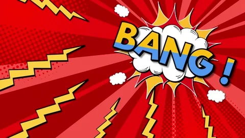 BANG Comic Text with Dynamic Motion Graphic Background Stock Footage 241400391