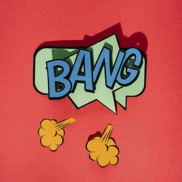 Bang comic text sound effect speech bubble retro pop style art Stock Photos