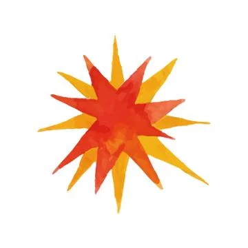 Bang effect in shape of two colored polygonal stars. Blowing up. Watercolor Stock-Illustration