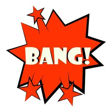 Bang explosion sound effect icon, cartoon style Stock Illustration