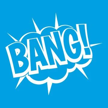 Bang, speech bubble explosion icon white Illustrazione stock