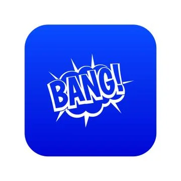 Bang, speech bubble explosion icon digital blue Illustrazione stock