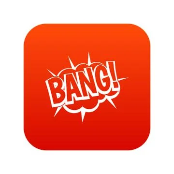 Bang, speech bubble explosion icon digital red 스톡 일러스트