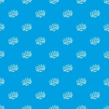 Bang, speech bubble explosion pattern seamless blue Stock Illustration