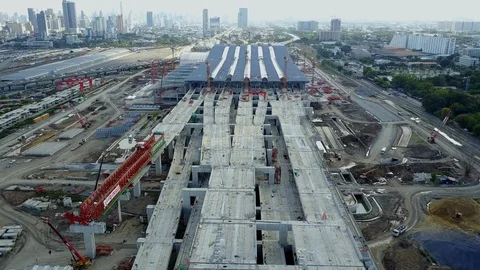 Bang Sue central station, the new railway hub under construction in Bangkok 스톡 동영상 98857553