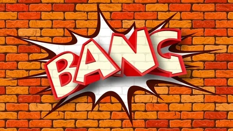 Bang word written on the wall of red brick. Graffiti. Stock Footage 80678703