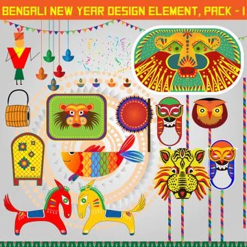 Bangali New Year Design element pack 1 Stock Illustration