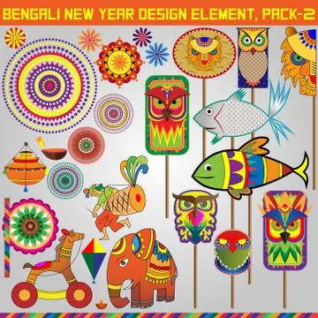 Bangali New Year Design element pack 2 Stock Illustration