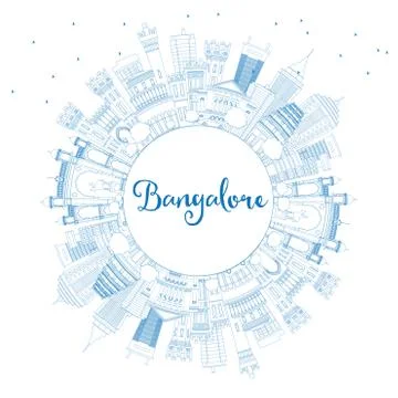 Bangalore circle cloud outline 스톡 일러스트