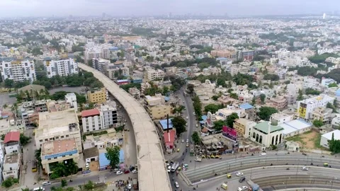 Bangalore Flyover Construction Stock Footage 253504347